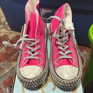 Mi.iM Pink High-Top Sneakers with Silver Accents